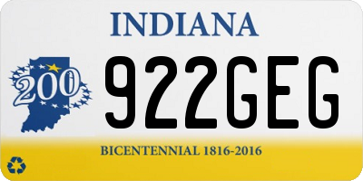 IN license plate 922GEG