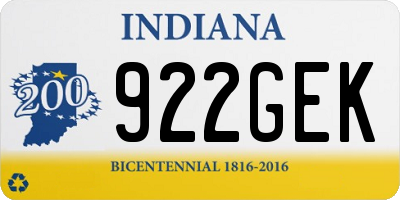 IN license plate 922GEK
