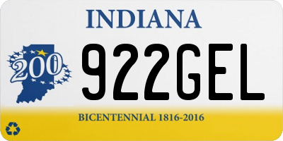 IN license plate 922GEL