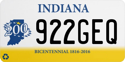 IN license plate 922GEQ