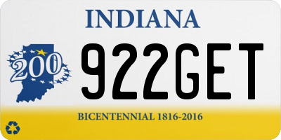 IN license plate 922GET