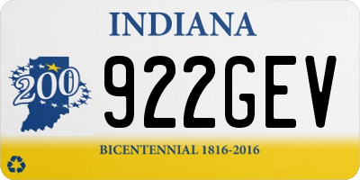 IN license plate 922GEV