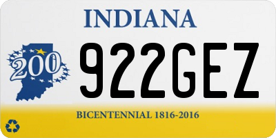 IN license plate 922GEZ