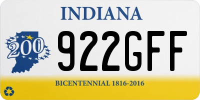 IN license plate 922GFF