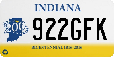 IN license plate 922GFK