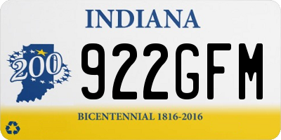 IN license plate 922GFM