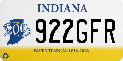 IN license plate 922GFR
