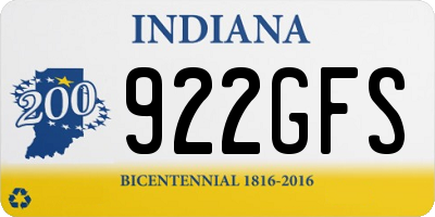 IN license plate 922GFS