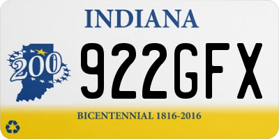 IN license plate 922GFX