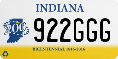 IN license plate 922GGG