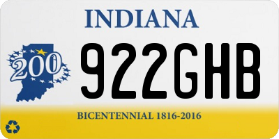 IN license plate 922GHB