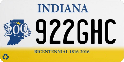 IN license plate 922GHC