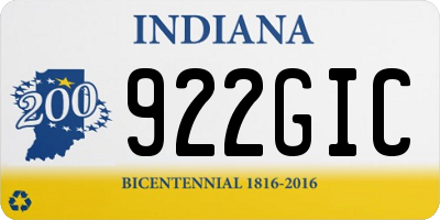 IN license plate 922GIC