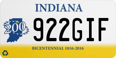 IN license plate 922GIF