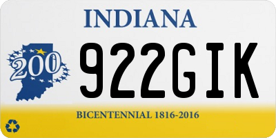 IN license plate 922GIK