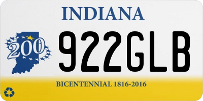 IN license plate 922GLB
