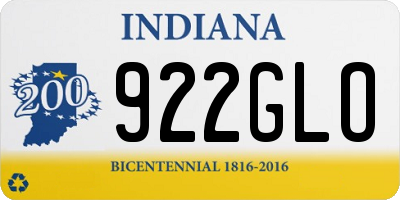 IN license plate 922GLO