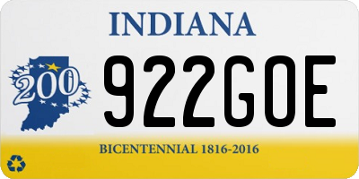 IN license plate 922GOE
