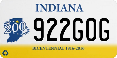 IN license plate 922GOG