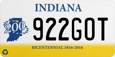 IN license plate 922GOT