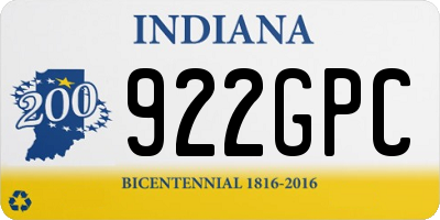 IN license plate 922GPC
