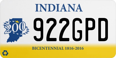 IN license plate 922GPD
