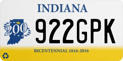 IN license plate 922GPK