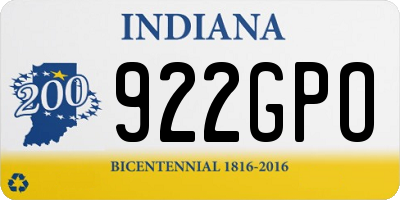 IN license plate 922GPO