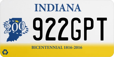 IN license plate 922GPT