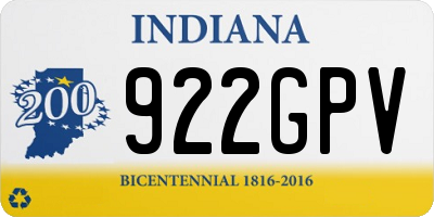 IN license plate 922GPV