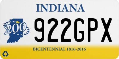 IN license plate 922GPX