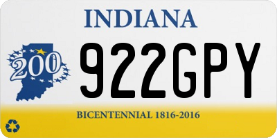 IN license plate 922GPY