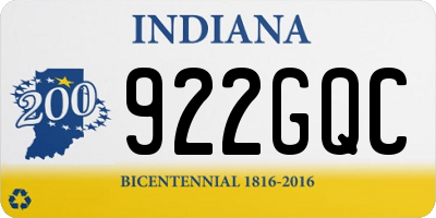 IN license plate 922GQC