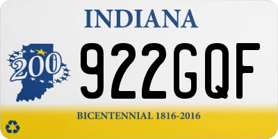 IN license plate 922GQF