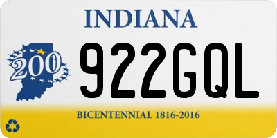 IN license plate 922GQL