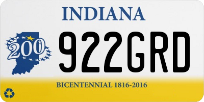 IN license plate 922GRD