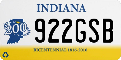 IN license plate 922GSB