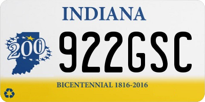 IN license plate 922GSC