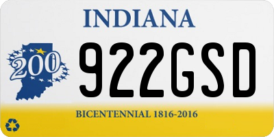 IN license plate 922GSD