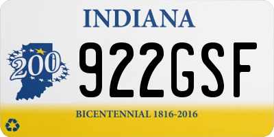 IN license plate 922GSF