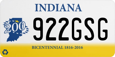 IN license plate 922GSG