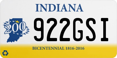 IN license plate 922GSI