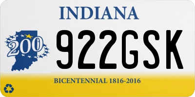 IN license plate 922GSK