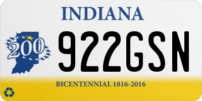 IN license plate 922GSN