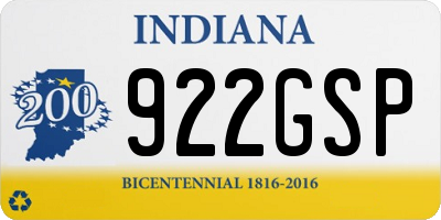 IN license plate 922GSP