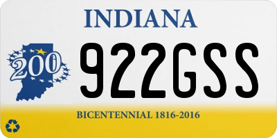 IN license plate 922GSS