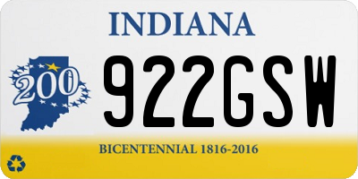 IN license plate 922GSW