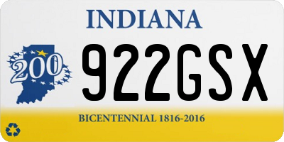 IN license plate 922GSX
