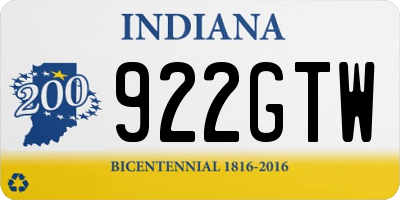 IN license plate 922GTW