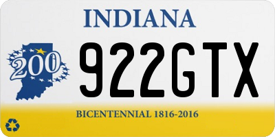 IN license plate 922GTX